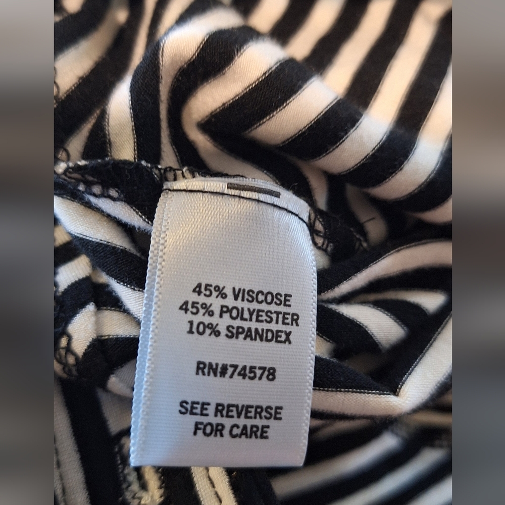 Cache Black White Striped Button Front Top Size M Collared - Picture 3 of 4